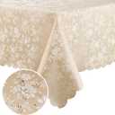 Smiry Rectangle Table Cloth, Waterproof Heavy Duty Vinyl Tablecloths, Wipeable Washable Table Cover for Kitchen and Dining Room (Beige, 52" X 70")