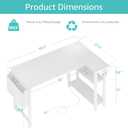 Lufeiya White L Shaped Computer Desk with Power Outlet Shelves, 40 Inch Small Reversible Corner Desk for Small Space Home Office, L-Shaped Desk PC Desks, White, 39.4"