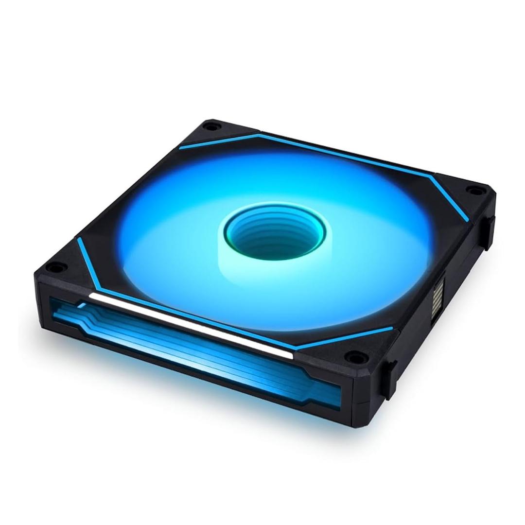 Lian Li UNI Fan SL-Infinity 140-Single Pack-ARGB Fan-Infinity Mirror-Daisy-Chain Design-Customizable Lighting Effects-One Cable Connection-Without Controller-Black-(UF-SLIN140-1B)