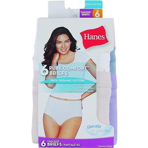 Hanes Women's Organic Cotton Panties Pack, ComfortSoft Underwear, 6-Pack (Colors May Vary), SIZE 5