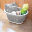 Camco Collapsible Laundry Basket with Handles, Taupe/White, Small, 51951, 10 inches tall expanded