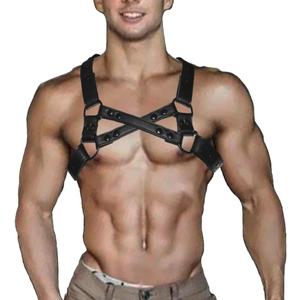 Men's Harness Belt Adjustable Body Chest Harness Belt Clubwear for Halloween Christmas (Black)