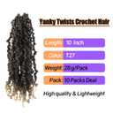 10 Inch 10 Packs Yanky Twist Crochet Hair Pre-twisted Ombre Honey Blonde Kinky Mini Spring Twist Small Curly Senegalese Twist Braids (T27)