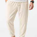 TOQVTOO Casual Pants for Men Linen Japanese Pants Cotton Elastic Waist Comfy Beach, 3XL