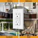 5 Pack GFCI Outlet 15 Amp, Outdoor Weather Resistant (WR), Ultra Slim GFI Receptacles with LED Indicator, Ground Fault Circuit Interrupter, Wallplate Included, ETL Listed, White