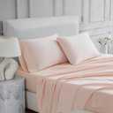 Linen Closet 4 Pcs 100% Cotton Full Size Sheets Set, Blush, 400 Thread Count, Percale Weave, Deep Pocket Fitted Sheet, Fits Up To 18" Mattress, Crisp & Cooling Bed Sheets for Home & Hotel Use
