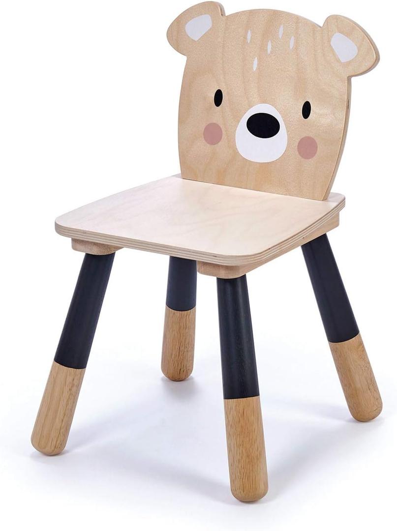 Tender Leaf Toys - Forest Table and Chairs Collections - Adorable Kids Size Art Play Game Table and Chairs - Made with Premium Materials and Craftsmanship for Children 3+ (Forest Bear Chair)