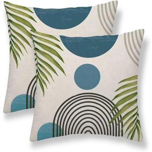 Sunshineyan Boho Pillow Covers 16x16 Set of 2, Blue Sunset Decorative Throw Pillow Covers Outdoor Summer Modern Abstact Mid Century Cushion Case for Bed Couch Sofa Home Decor