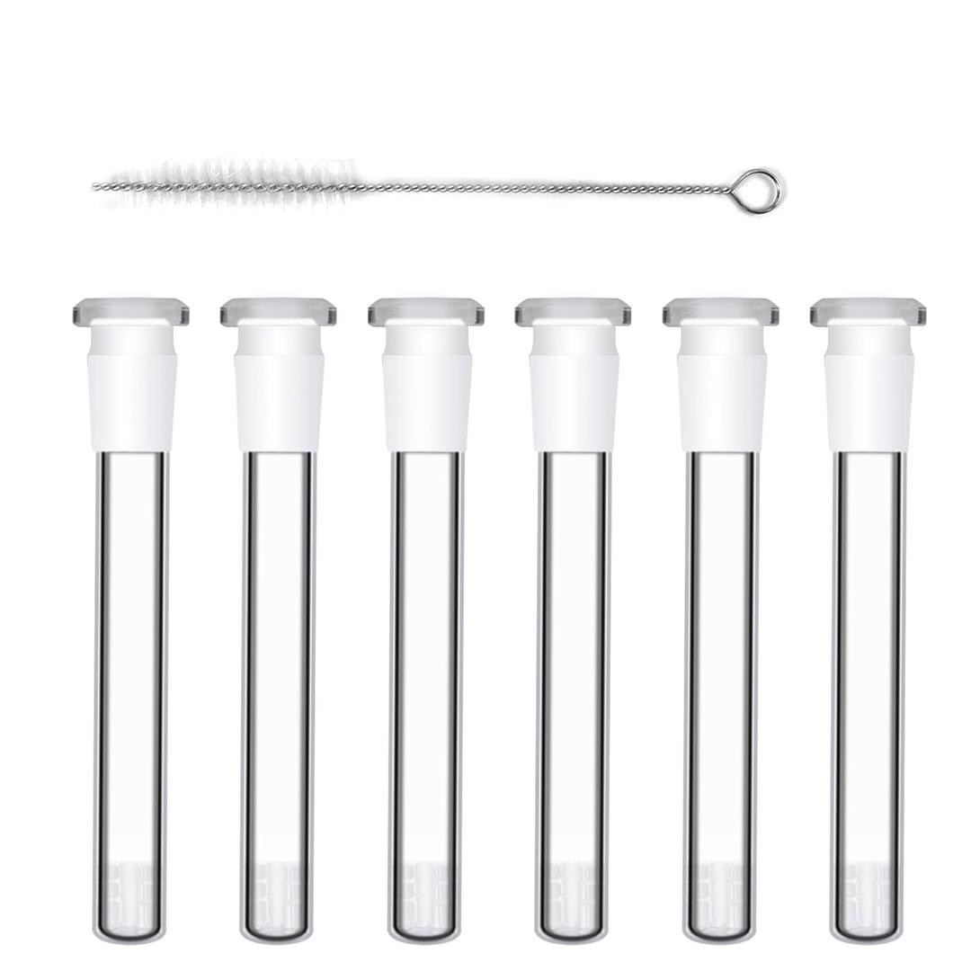 Klmnop 6 Pcs Glass Tube, Clear Test Tube with Brush for Science and Lab Experiments(14cm/5.51")