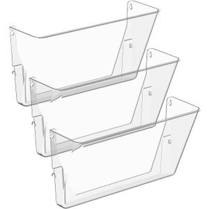 Gawerk Clear Acrylic Single Pocket, Plastic Hanging Wall Mount File Holder for Office Home (Clear, 3 Pack)