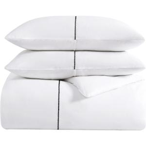Vera Wang - King Comforter Set, Luxury Cotton Sateen Bedding Set with Matching Shams, Chic Room Essentials (Zig Zag White, King)