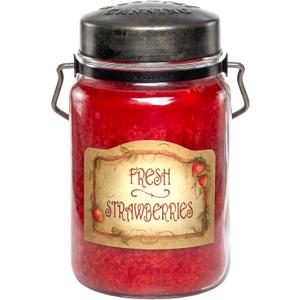 McCalls Candles | Fresh Strawberries | 26 oz Scented Candle | USA-Poured | Vintage Rustic Jar with Carrying Handle | Sweet Farmstand Berry Fragrance