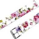 Floral FL-3 Red Roses Leather Band Strap Compatible with Samsung Watch 5 Pro Golf Edition 40mm 44mm 45mm Active 2 40mm 44mm Watch 42mm Active 40mm Smartwatches