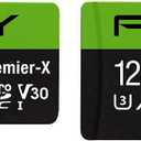 PNY P-SDU128X2V31100PX-GE 128GB Premier-X Class 10 U3 V30 microSDXC Flash Memory Card 2-Pack - 100MB/s, Class 10, U3, V30, A1, 4K UHD, Full HD, UHS-I, Micro SD