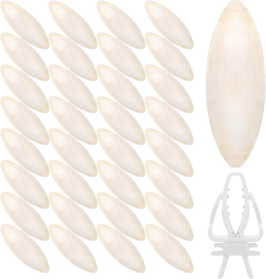 40 Pcs Cuddle Bone Cuttlefish Bone 3.0" to 3.5" Cuttlebone for Birds with 1 Parakeet Cuttlebone Holder Bird Cage Food Clip, Parakeet Toys Chew Toy for Birds Parrots Cockatiels Budgie Snails Reptiles