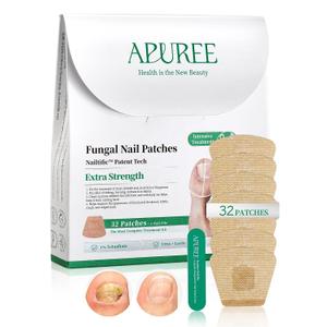 APUREE Fungal Nail Patches Extra Strength: Max 1% Tolnaftate | FSA-HSA | 8H Overnight Toenail Treatment |Repair For Discolored Yellow Brittle Damage Nails| Restores Healthy Appearance| 32 Patch