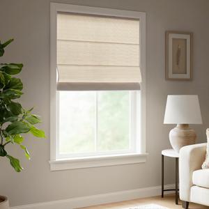 Madison Park Galen Matte Linen Cordless Roman Shades - Fabric Privacy Single Panel Darkening, Energy Efficient, Thermal Insulated Window Blind Treatment, for Home, Living Room Decor, 39" W x 64" H