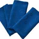 Marina Decoration Jacquard Waterproof Thick Luxury Premium Solid Damask Branch Scroll Decorative Home Kitchen Liquid Repellent and Stain Resistant 4 Piece Napkin Set, Royal Blue Square 18 x 18 Inch