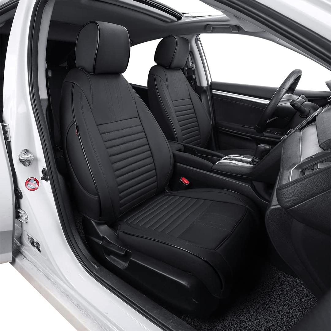 EKR Civic Seat Covers Custom Fit for Honda Civic(Sedan) 2019 2020 2021 Sport(Rear Split No Armrest),Waterproof Leather Car Seat Cover Full Set,Faux Leather(Black)