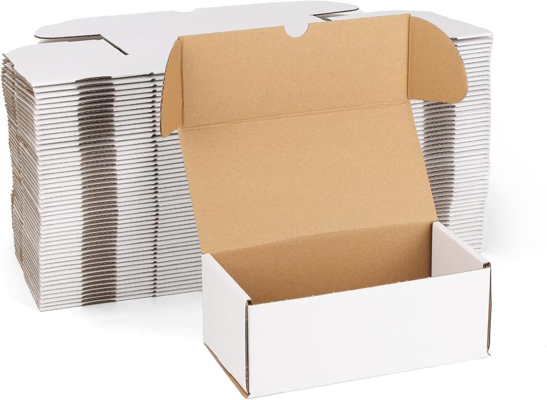 ZBEIVAN 8x4x3 White Shipping Boxes Set of 50, Corrugated Cardboard Mailer Boxes for Packaging Small Business Mailing Gifts