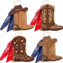 Tinlade 24 Sets Cowboy Boots Paper Bags with Paisley Bandanas Western Party Decorations Wild West Kraft Gift Bag Rodeo Cowgirl Boot Hat Goodie Bag for Bachelorette Baby Shower Last Rodeo Party