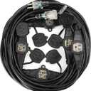 50FT 12 Gauge 5-15R 7 Outlet Cable Multiple Outlet Extension Cord with UL Listed