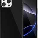 LoeoeL for iPhone 16 Pro Max Phone Case Liquid Silicone, Cute Girly Thin Ultra Slim Jelly Soft Rubber Gel Protective Glossy Hard Plastic Case, Plain Solid Color Cover for Women Girl, Black