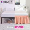RIMELA Peachy Coral Bed Skirt King Size 15 Inch Drop, Elastic Bed Skirting for Bed Base and Frame, Bedding Dust Ruffle Easy to Install, Wrap Around Adjustable Bedskirt