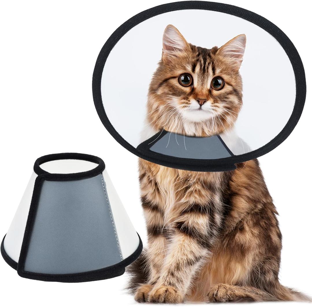 Vivifying Cat Cone, Adjustable Recovery Pet Cone, Lightweight Plastic Elizabethan Collar for Cats and Small Size Dogs, Size Medium