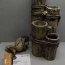 Teamson Home Nautical 3 Tiered Floor Waterfall Fountain with Pelican and Wooden Post, Pump for Outdoor Patio Garden Backyard Decking, 35 Inch Height, Brown