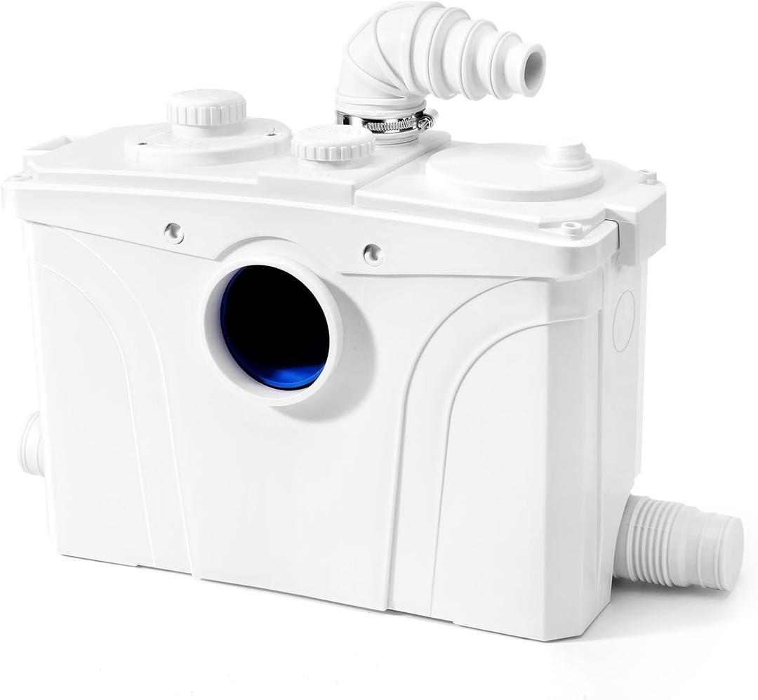 900W Macerator Pump with PCB Function Toilet Pump Utility Sink Pump Upflush to 32.8FT 2500GPH Macerating Toilet System with 4 Water Inlets 1 Outlets for Toilet Sink Shower Laundry Kitchen Basement