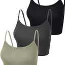Boao 3 Pcs Crop Camisole Top Spaghetti Strap Tank Sleeveless Crop Tank Top for Women (L)
