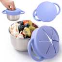 1 Pack Snack Containers for Toddlers, Stainless Steel Toddler Snack Cups with Silicone Food Catcher & Lids,Snack Cups for toddlers Spill Proof (Dark Blue)