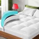 Dual Layer 3 Inch Memory Foam Mattress Topper Queen Size, 2 Inch Cooling Gel Memory Foam Plus 1 Inch Pillow Top Mattress Pad Cover, with 8-21 Inch Deep Pocket