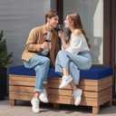 idee-home Outdoor Bench Cushion Waterproof, Bench Cushions for Outdoor Furniture, Patio Porch Swing Replacement Seat Pad with Ties for Garden Backyard, 48 x 18 Inch Navy Blue