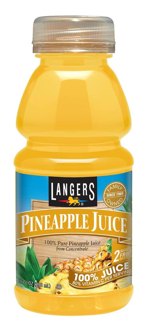 Langers 100% Pineapple Juice, 10 Fl Oz (Pack of 12) EXP. Feb 15/2027