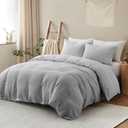 ATLINIA 100% Flax Linen Duvet Cover Set - Stone Washed Pure French Linen Organic Fabric for Farmhouse Comforter Boho Bedding Included 1 Duvet Cover 2 Pillow Shams(Light Grey, Queen)