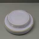 WDF 60PCS White Gold Plates Disposable - Gold Plastic Plates Gold Rim Plastic Plates, Including 30-10.25inch Gold Dinner Plates and 30-7.5inch Gold Salad/Dessert Plates