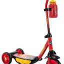 Huffy Toddler 3-Wheel Scooter for Kids, Multiple Colors & Licensed Character Graphics, Ages 3+, Durable Steel Frame, Wide Non-Slip Deck, Stable Lean-to-Steer Design, Light-Up Options, Girls/Boys (Cars | Red)