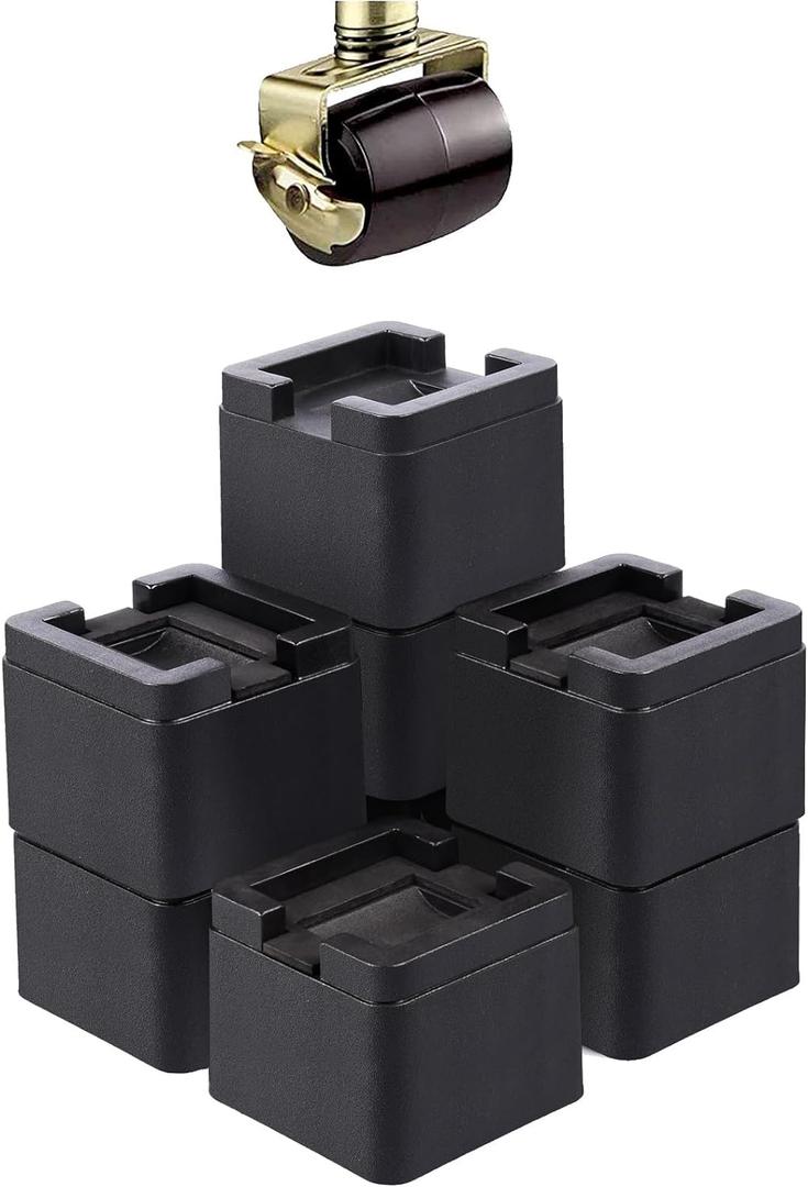 BTSD-home 3 or 6 Inch Bed Risers Heavy Duty Adjustable Furniture Risers Bed Raisers Fit to Wheels of College Bed, Sofa and Table, Couch 8 Pack