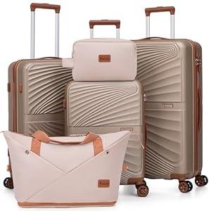 Eeeza Luggage Sets 5 Piece, Suitcases with Wheels, ABS Hard Case Luggage with TSA Lock Spinner Wheels, Carry On Luggage Set (20/ 24/ 28 inch)