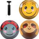 SCS Direct Gaga Playground Balls 3pk (8.5 inches) w Air Pump- Durable Rubber Pack for Dodgeball, Kickball, Gagaball Official Play and School - Fun Outdoor Toys and Accessories Gift for Kids (Sloth, Lady bug, & Bee)