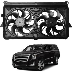 Radiator Cooling Fan Assembly Replacement for 2007-2014 Yukon Tahoe Escalade Suburban Silverado Sierra 1500 Dual Fan 4.8L 5.3L 6.0L 6.2L Engine Cooling Fan #GM3115211