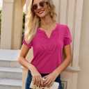 siliteelon Women Dressy Casual Blouses Short Sleeve Shirts V Neck Trendy Spring Clothes Vacation Boho Tops (Pink, S)