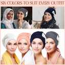 6 Pcs Polyester Chemo Turban Headwear Soft Cancer Headwear Elastic Chemo Hats for Women Head Scarf with Hair Loss