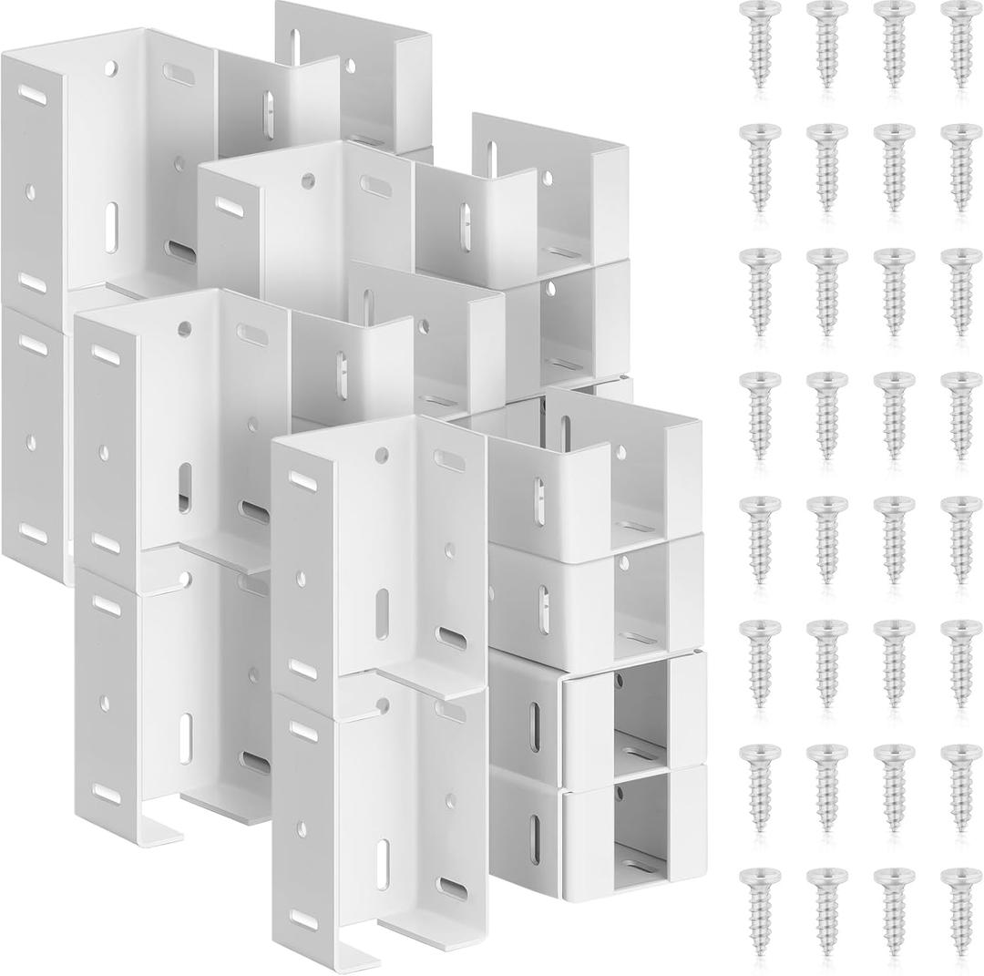 Hicarer 4 Pcs Heavy Duty Aluminum Fence Bracket with Screws for Vinyl Fencing Panel and Post Connection Deck Railing Bracket Kit Fits 2 3/4 Inch Rails
