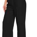 FUNYYZO Wide Leg Pants Women's High Elastic Waisted in The Back Business Work Trousers Long Straight Suit Pants (Medium, 006# Black (Thin))