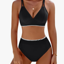 BMJL Women's Bikini Sets V Neck High Waisted Swimsuits Shell Stitched Cheeky Two Piece Bathing Suit, XL