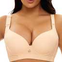OYXJJP Women Super Push Up Bra Padded Add Two Cups U Back Soft Half Cup T-Shirt Bras Nude 44B