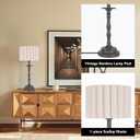 Vintage Brown Scalloped Table Lamp, Rustic/Farmhouse Pleated Lamp, Scalloped Lampshade and Bamboo Lamp Post, for Living Room Bedside Side Table (21.4'' Tall Pack of 1)